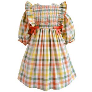 NEW Bonnie Jean Girls 3M-6X Smocked Pinafore Ruffle Dress